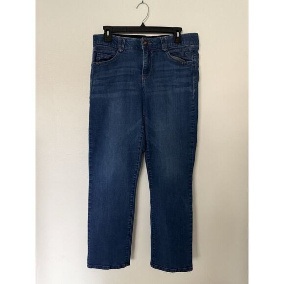 Democracy AB Solution Jeans Womens Size 8 Elastic Waist Denim Blue Straight Crop - Picture 1 of 11